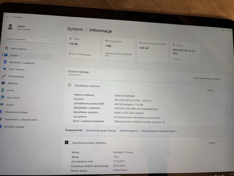 Tablet Microsoft Surface Pro X