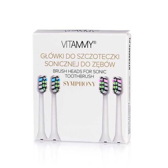 KOŃCÓWKI 4 SZT. WHITE Do szczoteczki sonicznej, miękkie i trwałe VITAMMY SYMPHONY/VIVO