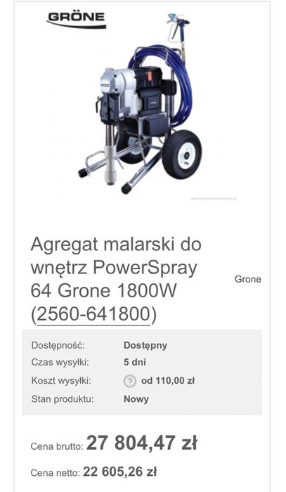 Ładny, Zadbany. Agregat malarski  PowerSpray 64 Grone 1800W
