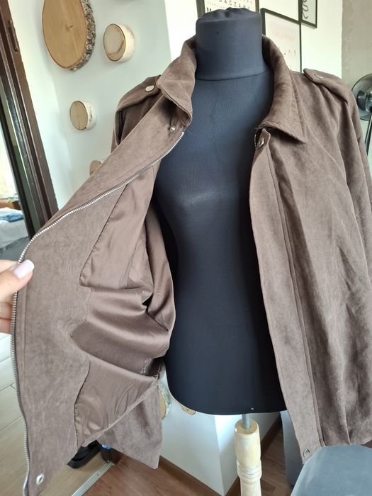 Viralowa kurtka bomberka damska zamszowa XL czekoladowa