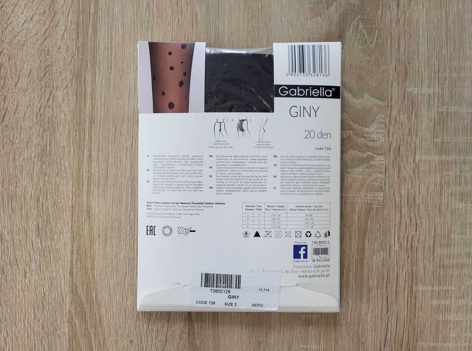 Damskie rajstopy w grochy, rajstopy w kropki GINY czarne - 2/S