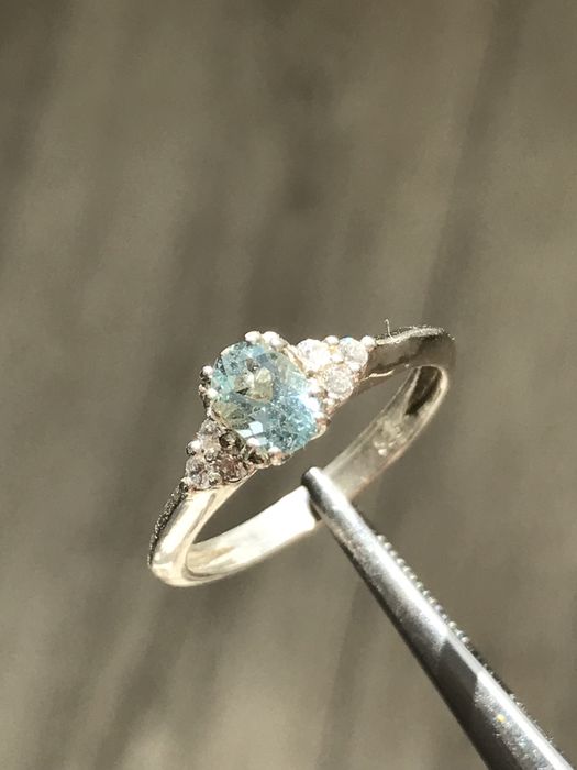 Кольцо аквамарин серебро