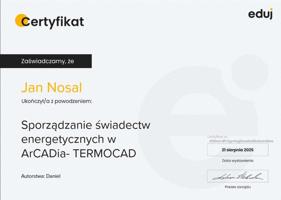 1.5zł za 1m2 !    Świadectwo charakterystyki energetycznej ŚChE i PChE