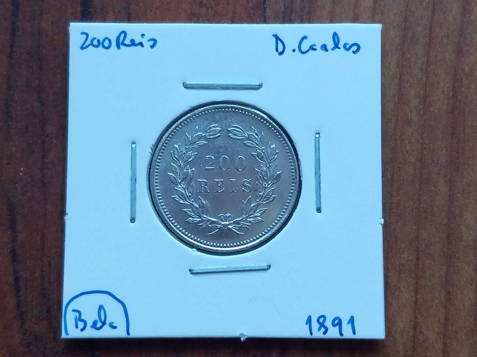 Moeda 200 Reis 1891 D. Carlos