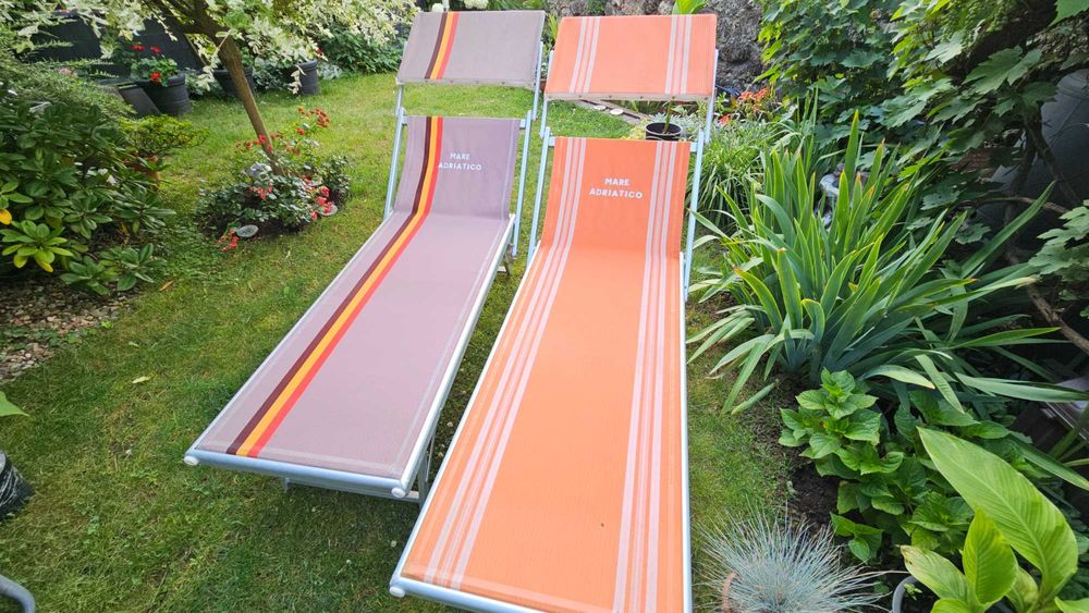 Leżak ogrodowy z daszkiem aluminiowy