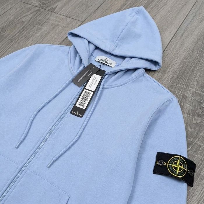 АКЦІЯ! Кофта stone island Блакитна | Синя Зіп-худі Стон Айленд | Зіпка Стонік