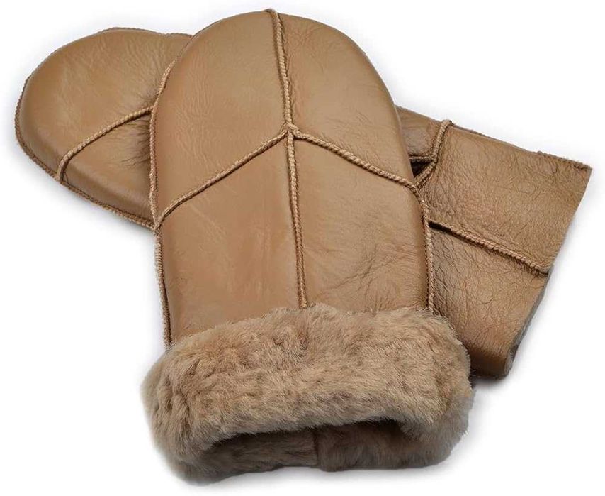 Зимние кожаные варежки, рукавицы натуральная овчина на меху