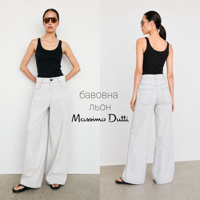 Massimo Dutti джинси в дрібну смужку на основі бавовни та льону