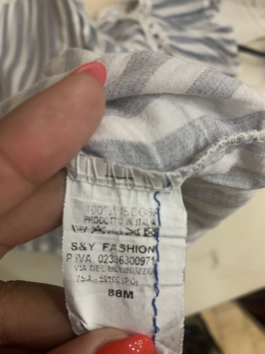 T-shirt “Miau Miau” tamanho L riscas cinzentas / brancas