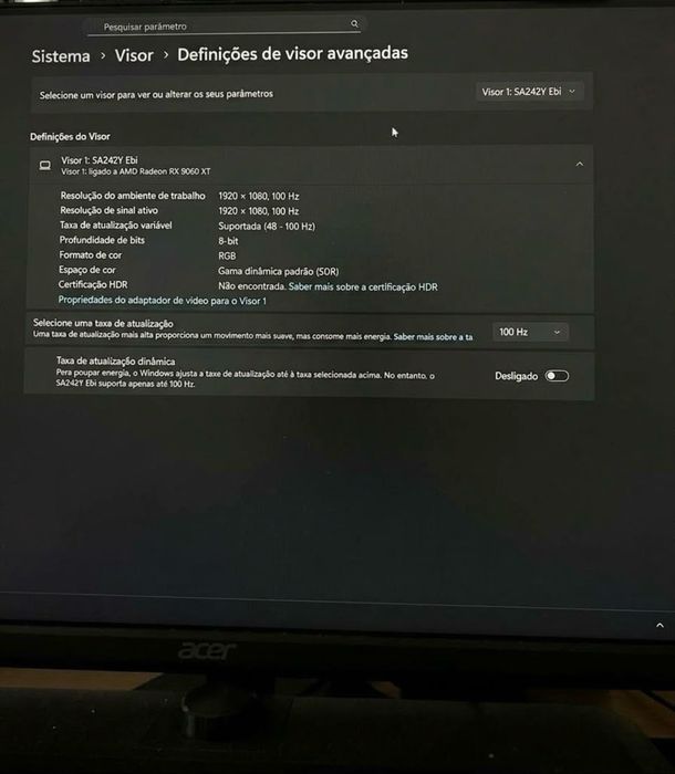 Monitor Acer 100Hz