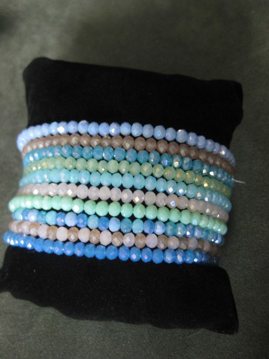 Pulseiras de Contas de Vidro Facetadas NOVAS - cores diversas