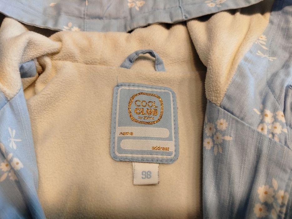 Kurtka jesienna Cool Club 98 błękitna złoty napis kaptur