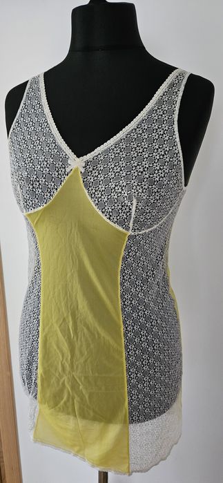 Halka retro prl bielizna 36 - 38 koszulka siateczka żółta sexy