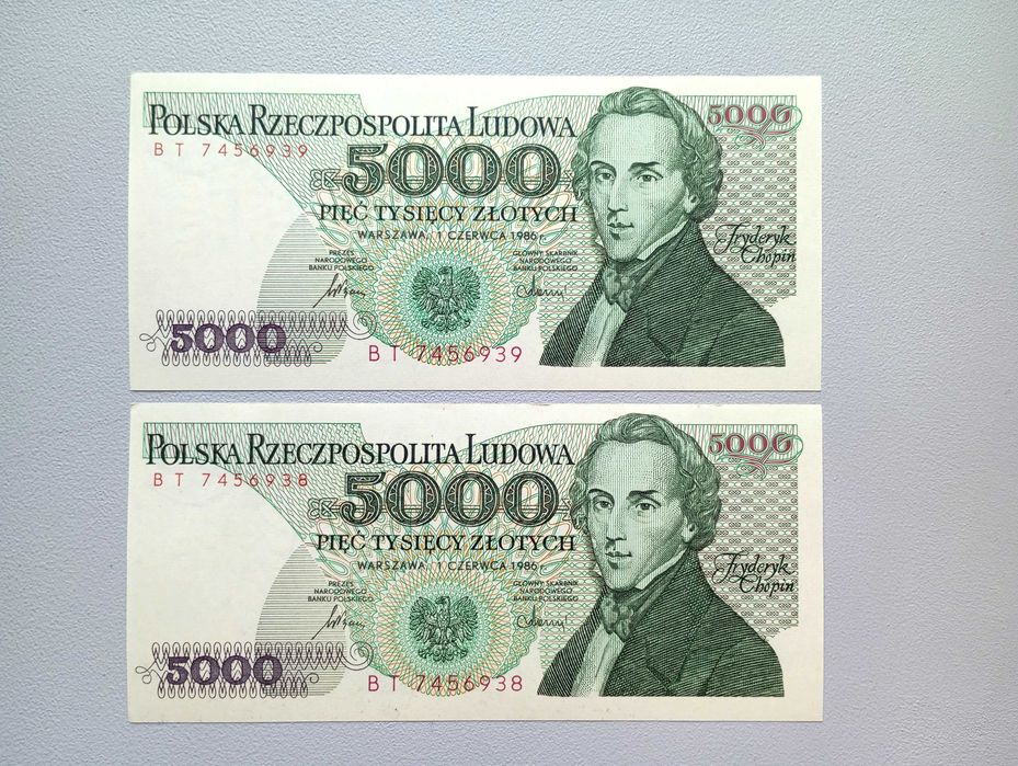 5000 zł 1986  - BT -  st. UNC-