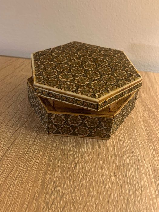 ozdobne drewniane pudełko, intarsjowane, BOHO Vintage