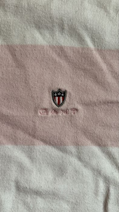 Жіноче поло GANT Woman, 2XL, рожево-біле, довгий рукав
