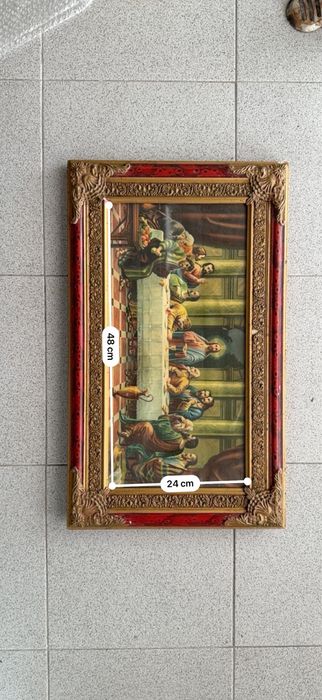 Quadro decorativo “A Última Ceia” com moldura ornamentada