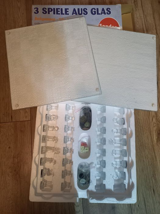 Gry 3w1 szklane pionki