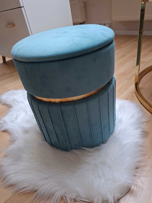 Pufa turkus złoto glamour 37x32