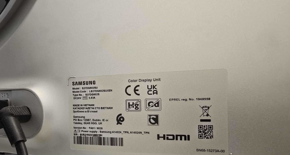 Monitor OLED G6 Samsung 27" 2k 360hz RGB G60SD