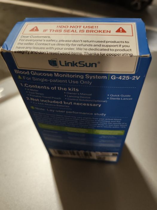 Glicossimetro/ Medidor de Glissémia LinkSun G-425-2V Novo  em embalagem selada