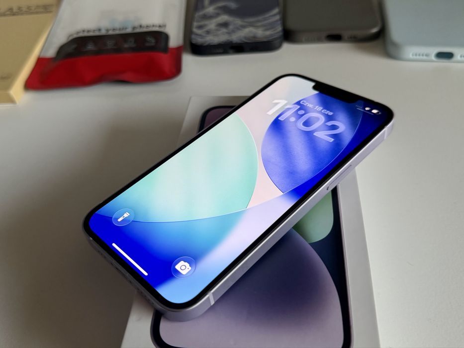iPhone 14 128 GB JAK NOWY NA GWARACJI fioletowy + GRATISY