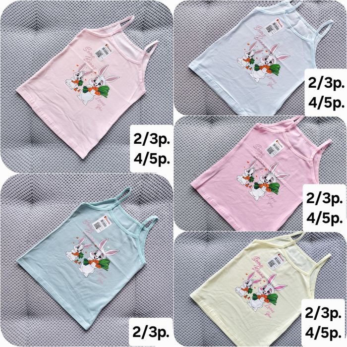 Розпродаж майка donella 2-5р. маєчка на тонких, вузьких бретельках бавовняна, дитячі майки різні 32 моделі на ріст  98-116см майочка донелла турція