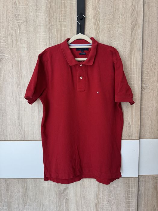 Koszulka Polo Tommy Hilfiger L czerwona Old money logowana