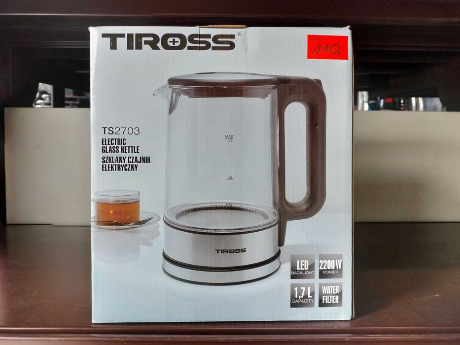 szklany czajnik elektryczny podświetlenie gwarancja 1,7L TIROSS TS2703