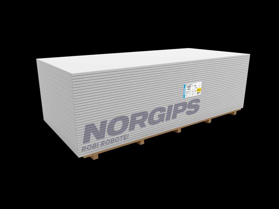 Płyta gipsowa GK 12,5 mm 120x260 cm Norgips 35,58 zl szt