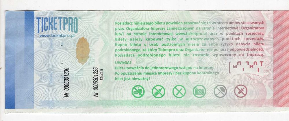 Bilet kolekcjonerski Archive Poznań 01.12.2012 pamiątka MTP Ticketpro Go Ahead
