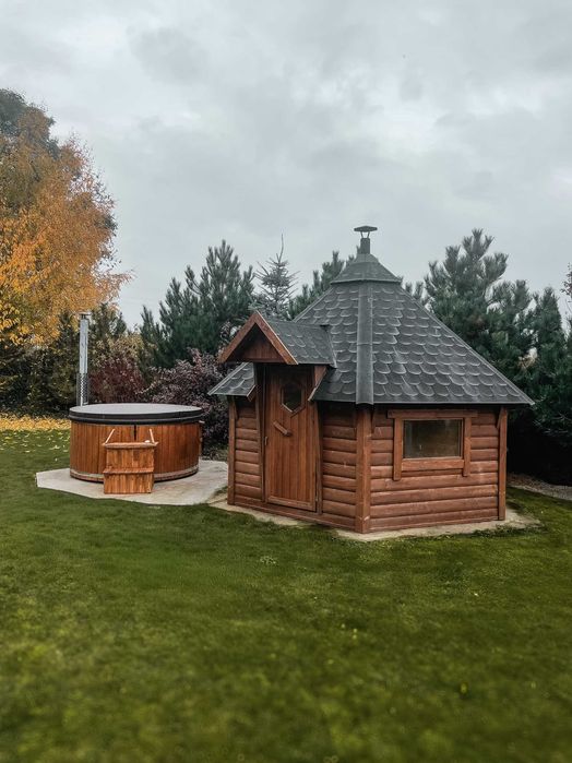 Balia ogrodowa 8 os. | Piec 35kW | Hydromasaż + Aeromasaż | LED