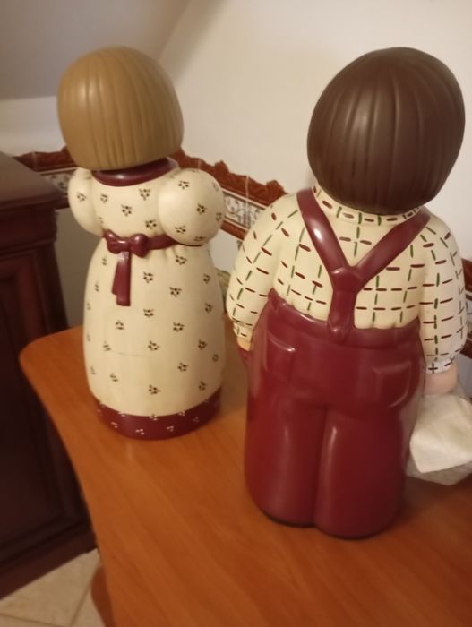 Estátua de cerâmica,pintados há mão