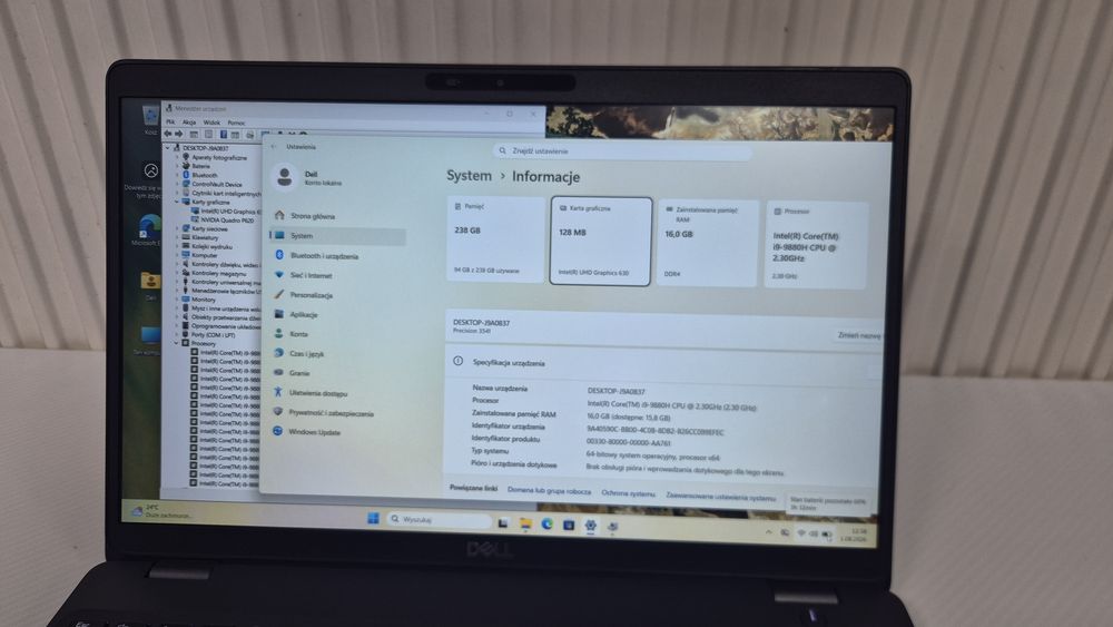 Dell Precision 3541 15,6FHD/i9-9980H/16GB/256SSD/WIN11