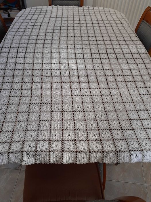 Toalha grande crochet fino à mão