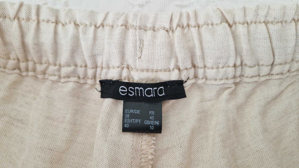 Calções de linho beje, Esmara, tamanho 38