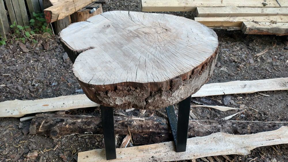 Stół industrialny buk nogi metal malowane czarne 85 cm średnicy tanio