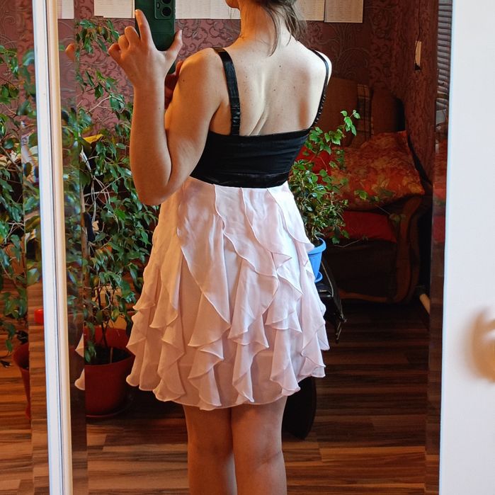 Сукня міні H&M бюст сітчастий спідниця косими рюшами 14+ років (XXS)