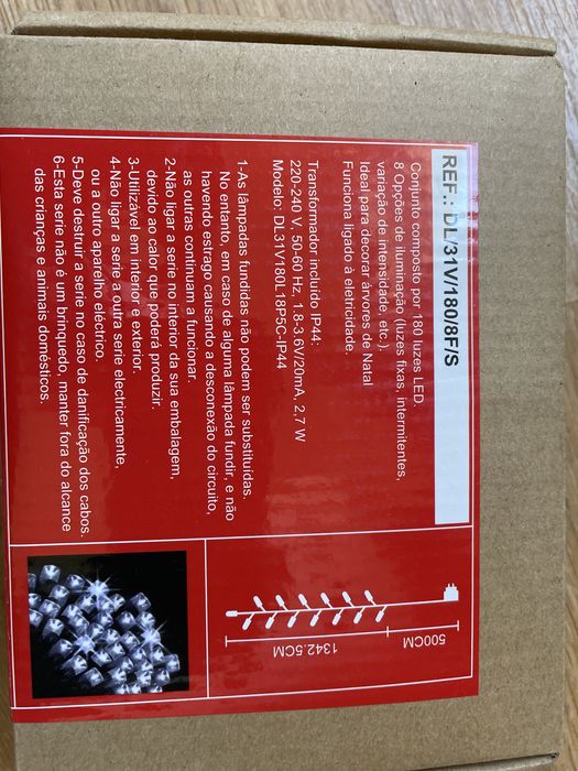 Luzes natal brancas quentes 180 leds
