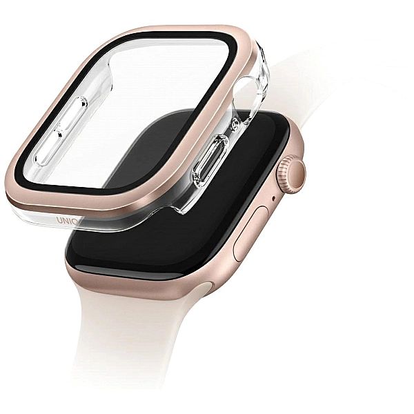 Etui ze szkłem hartowanym UNIQ Voute na Apple Watch 10/46 mm - różowo-