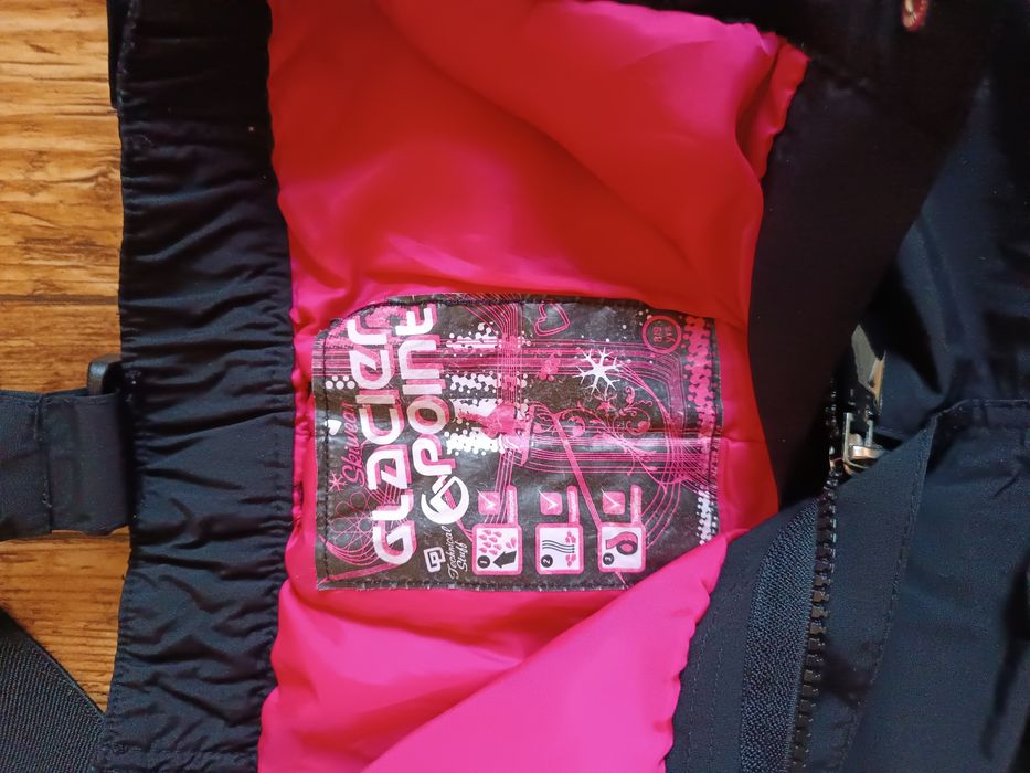 Spodnie na śnieg na szelkach r. 128