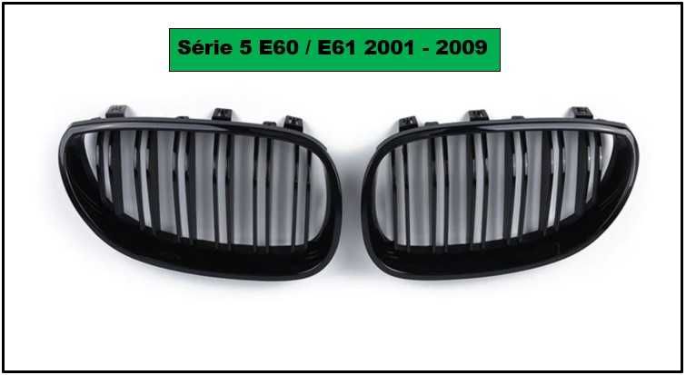 Grelhas preto piano dupla barra para BMW série 5 E60 E61