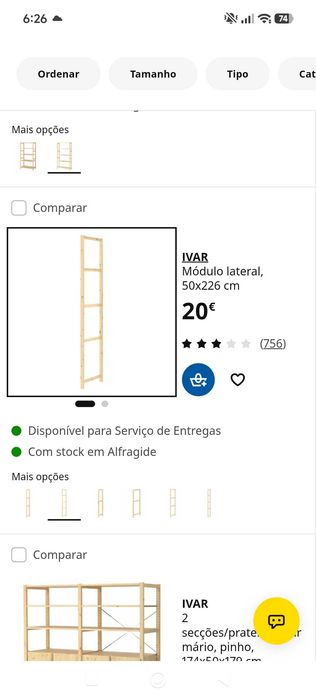 Duas laterais da estante Ivar do IKEA