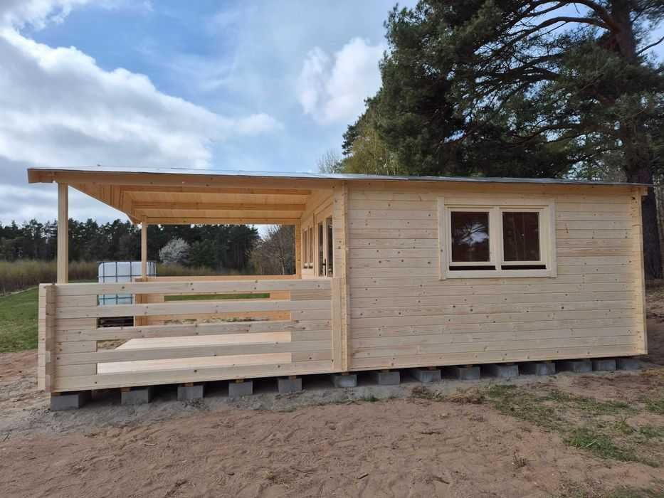 Od ręki SOLIDNY domek drewniany + TARAS* 7m x 4m*28 m2 *SCIANY aż 45mm