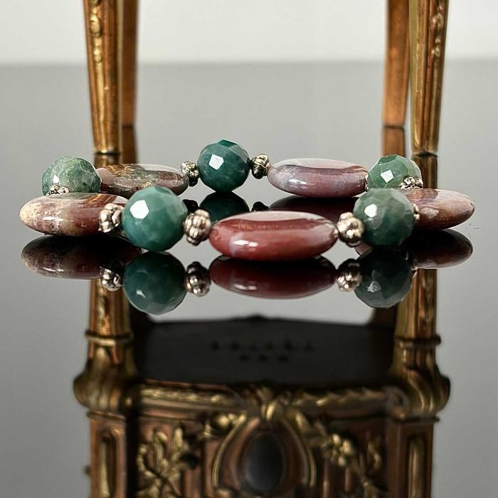 Artystyczna bransoletka z naturalnym jaspisem i awenturynem