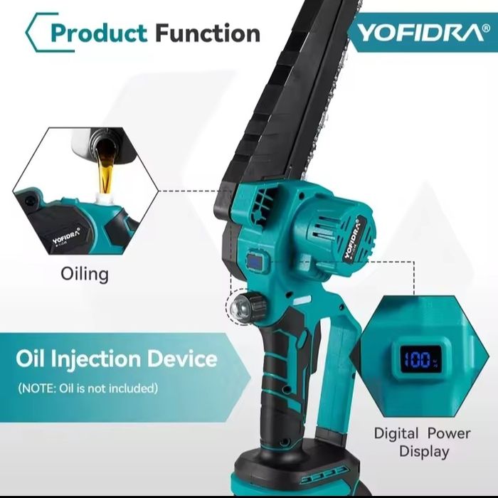 Serra 8'' c/Reserv. de Óleo e Motor Brushless 2x4Ah Baterias Incluídas