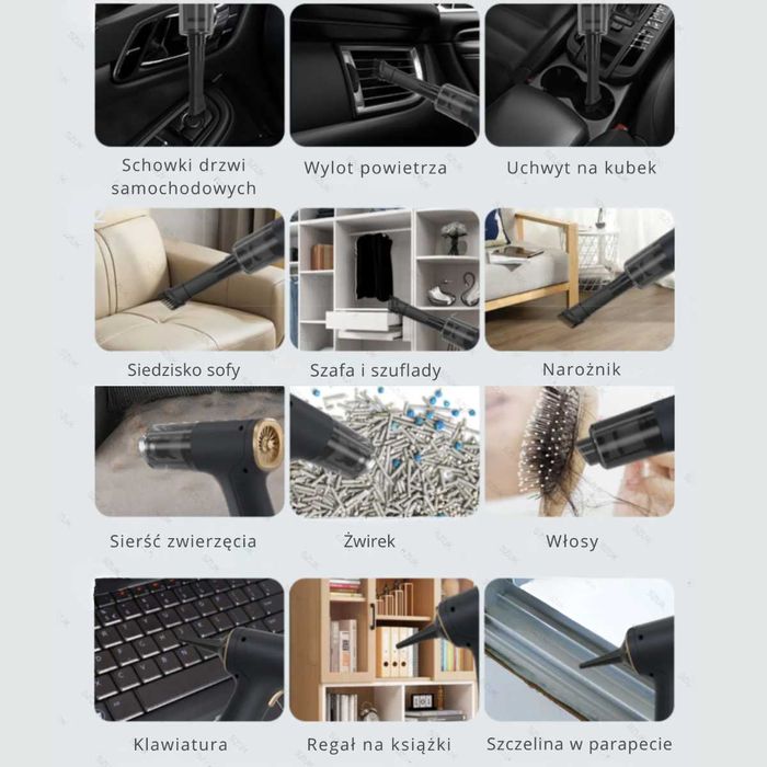 ODKURZACZ RĘCZNY / Duża Moc/ Kompaktowy / Dom i Samochód / WYSYŁKA 24H