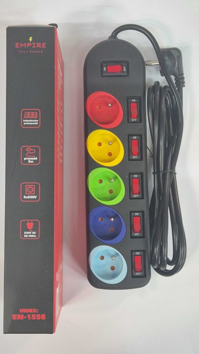 Przedłużacz listwa 5 Gniazd 3m Empire Full Power Strip