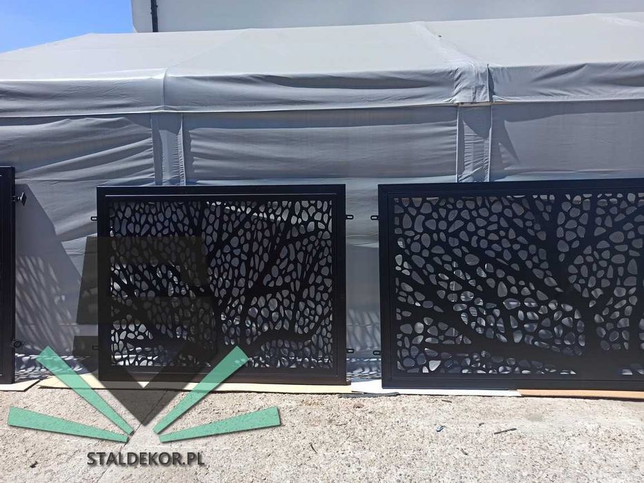 Brama przesuwna 4m, 5m, 6m, wycinana laserowo CNC, panelowa.