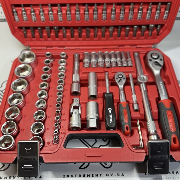 ОНОВЛЕНИЙ Intertool 110од. Набір інструментів 1/4, 1/2 4-32мм